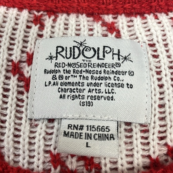 NWOT Rudolph The Red Nosed Reindeer Christmas Holiday Ugly Sweater L - Picture 6 of 16